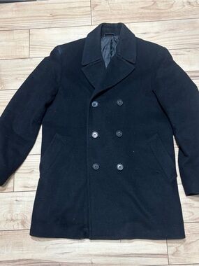 Macy's Black Double-Breasted Dress Coat